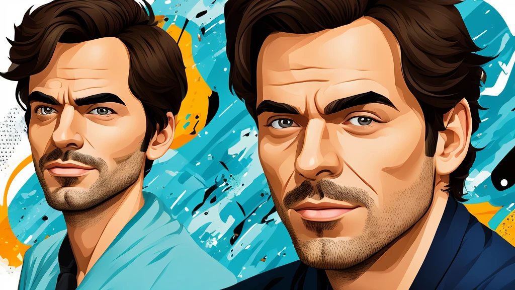 vector style art of a man , close up , 2D, illustration