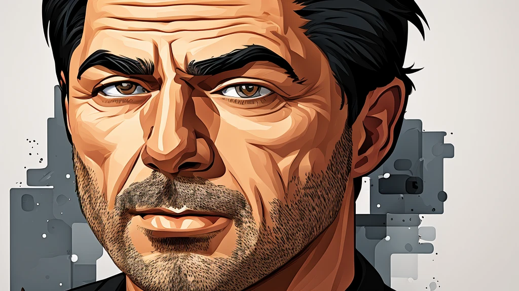 vector style art of a man , close up , 2D, illustration