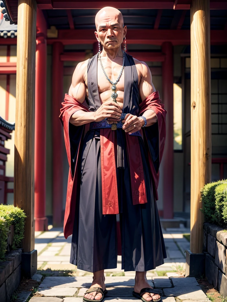 Realist:1.3,( fPhoto, Realist, 8k, RAW Photos, Premium Quality, masterpiece, Spectacular lighting, Centered Images), whole body, Wearing a Japanese kimono, ２Fighting with the sword of books,  (Handsome Japanese young man, Confident、Trained muscles., Wild man and body with perfect details), cyber punk, bad, Disheveled brown long hair, barefoot, Two-Way, warrior, Tokyo, Shibuya Ward,