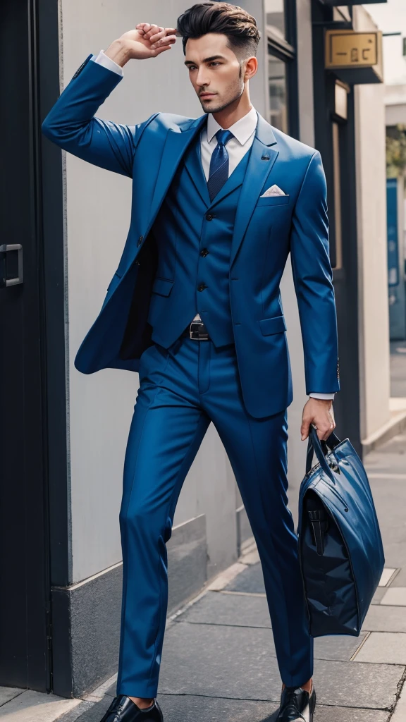 Men blue colour jacket  baggy pant and suit oil add a donkey