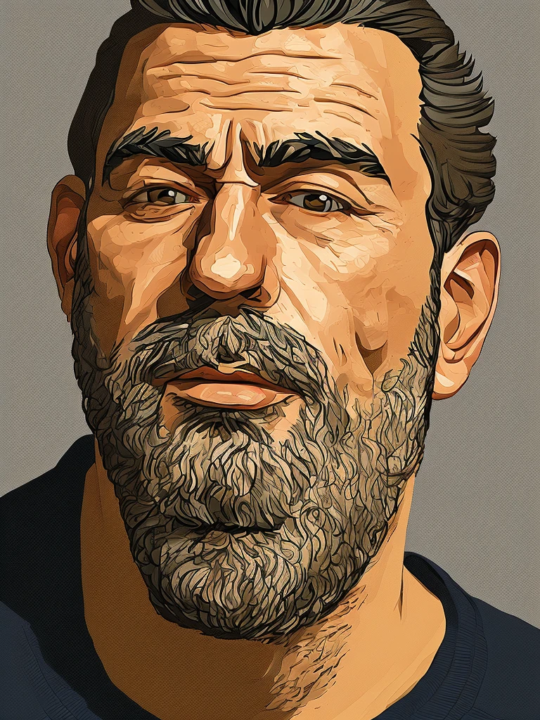 vector style art of a man , close up , 2D, illustration