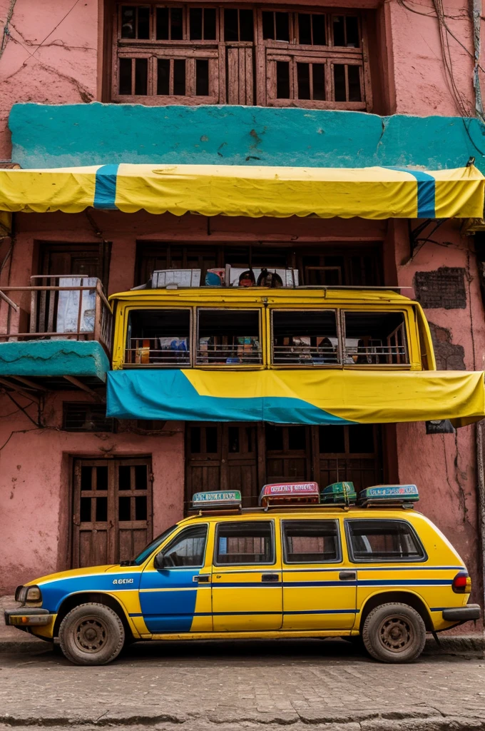 Create an image of a group of Bolivian taxis 