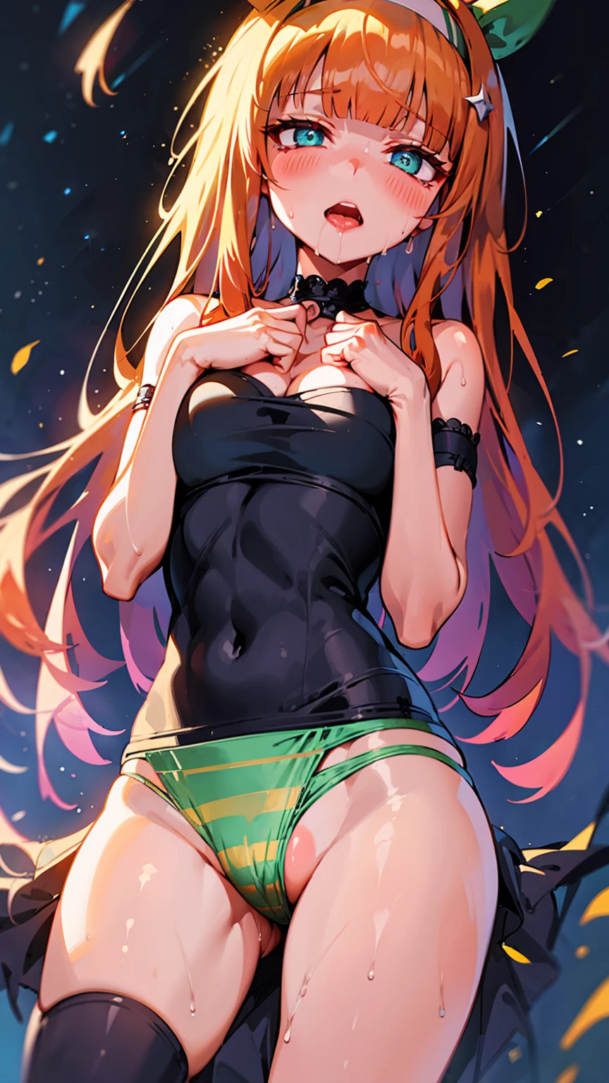 Silence Suzuka、Beautiful woman、In underwear、Very thick thighs、Acme Face、Best image quality、High resolution、masterpiece、super high quality、Thick pubic hair、Screaming orgasm face、Light green panties、Light green lace bra、Very big ass、Very large breasts 、Blushing、4K quality、Blushing、Cry of ecstasy、Wearing black knee socks、Sweaty all over、Heavy breathing、Cowboy Shot、Shaking breasts、上下にShaking breasts、Penis sheath、Cowboy Shot、Have sex with a man、Multiple menに囲まれている、Multiple men、{Highest quality}, {so beautiful}, {Super detailed}, {Best illustrations}, Browsing Caution, girl, Blowjob, penis