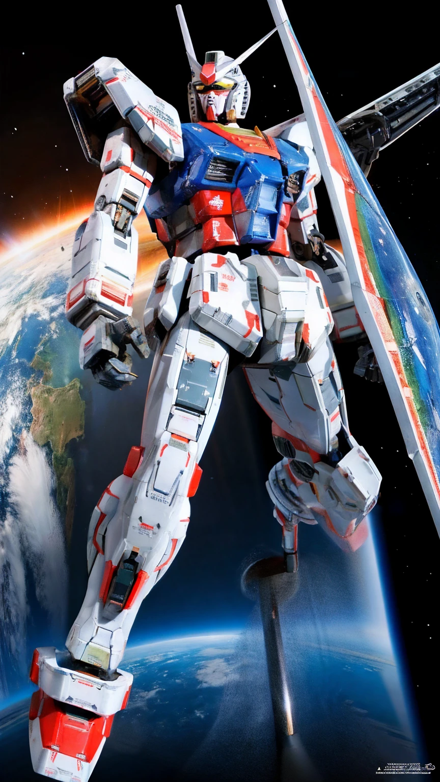 Real、high resolution、8K、Giant humanoid robot、Strike Freedom、universe space fixed、Full Body Shot、