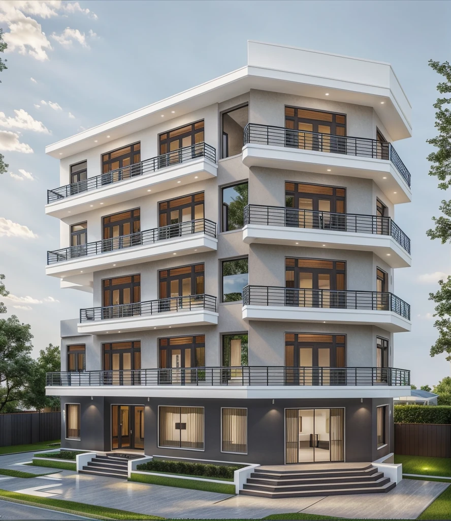 1 modern townhouse, the main materials of the house are white and gray wall colors: 1.2, glass panels: 1.1, glass doors: 1.2, 1 large yard, 1 road in front of the house, (Raw, Real photo, quality best, masterpiece effects: 1.2), modern and minimalist look, front road, dynamic lighting: 1.3, (hyper-realistic, photo-realistic: 1.2), high quality, (lighting dark:1.2), great perfect lighting, ((there are people, there are cars))