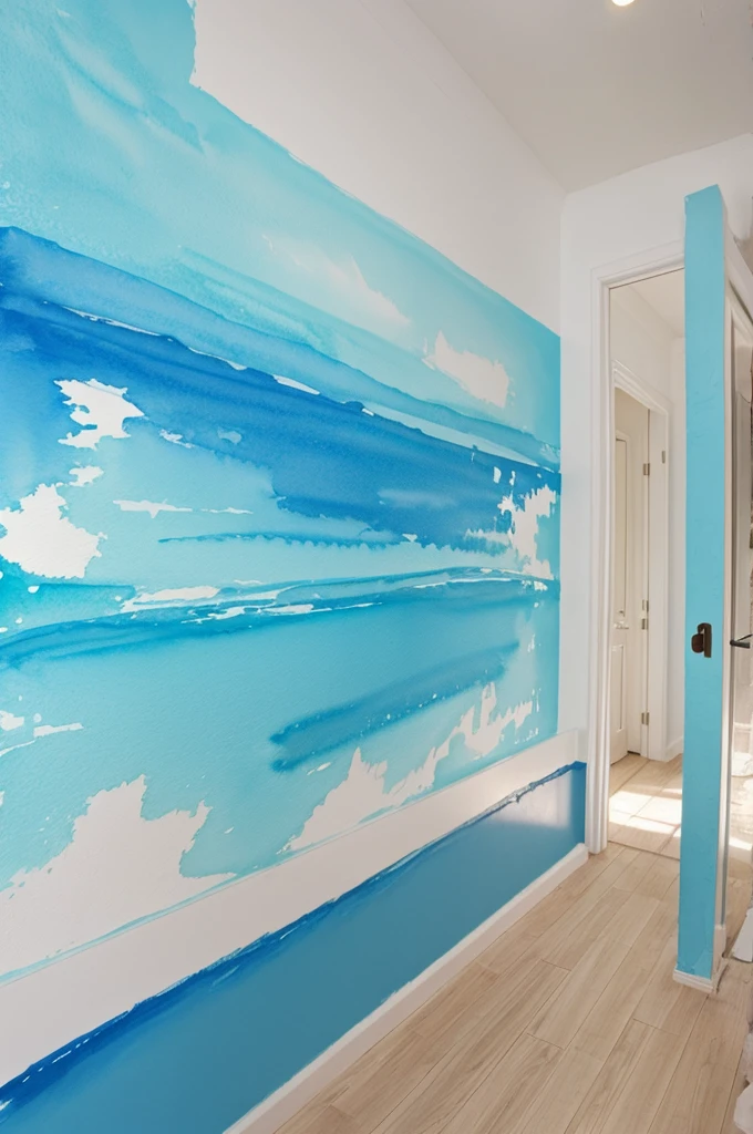 Aesthetic
Water colour painting idea for a blue painted wall