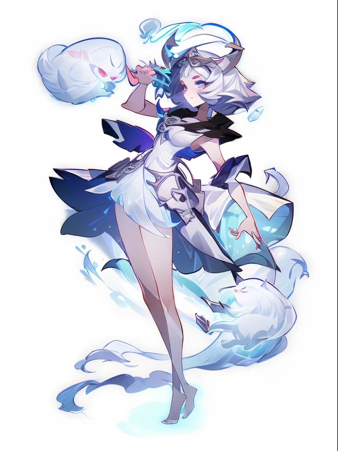 ((masterpiece)),(((best quality))), (Full body), (Role List), (((View full article)), floating, vtuber posture, 1 girl, Standing full body, Clear facial features,Clean lines design,Transparent Background,(tmasterpiece,Top quantity,Best quality, Clear facial features,beautiful eyes,Beautiful face), (Simple background, White background: 1.3), magic, demon, Heart, Mage, ghost, blindness