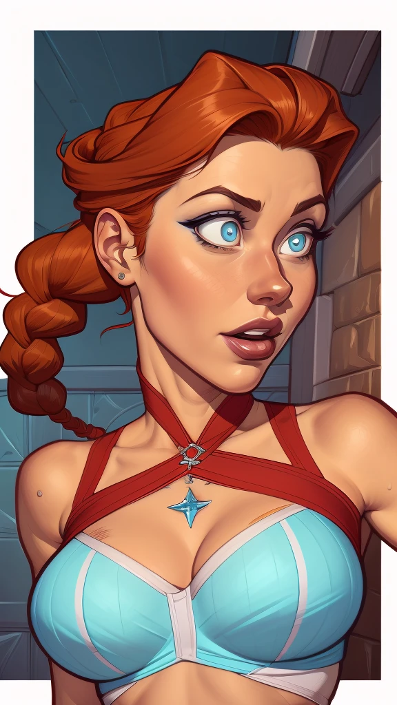 Compensation! Here is the revised and cleaner text:
--- Character: Queen Anna of Arendelle with battle scars.
Description: Cartoon image of a woman. Cartoon style illustration, with highly detailed character design. detailed digital art, showing courage and high quality portrait.
characteristics:
- Portrait character design - Beautiful digital illustration - Comic art - Young girl with braided hair - Beautiful lined eyes - Medium-large bust and wonderful sexy clothes - Expression of sexual desire from waist to head ---