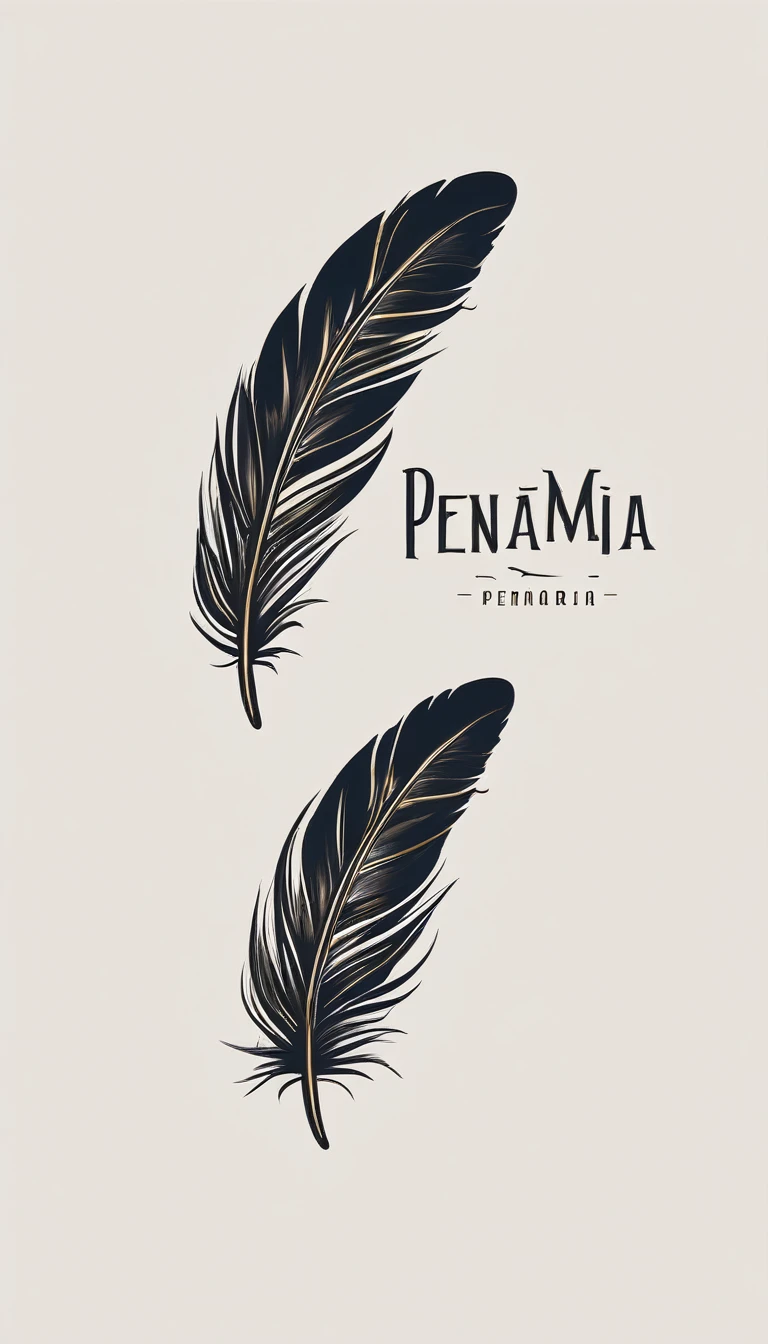 Create a minimal, modern, simple, inspirational, memorable, dream like logo design of a boy and a feather for the brand “Penamemoria".