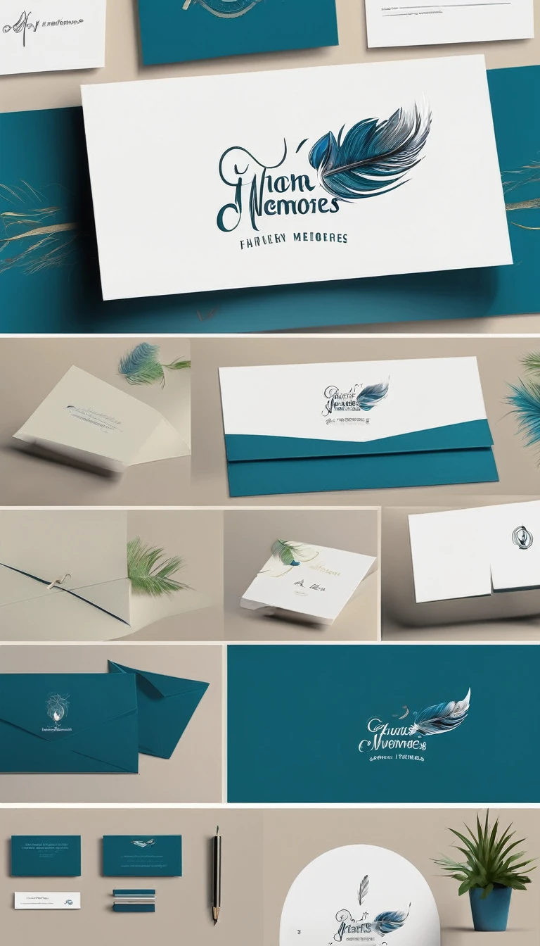 Create a minimalistic, simple, fantastic, easy to understand, logo design of a boy chasing memories with a feather.
