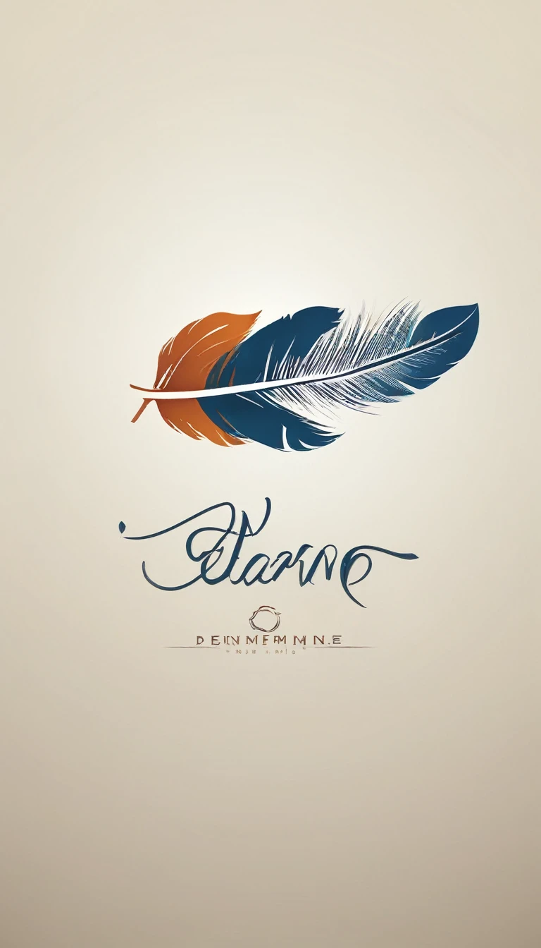 Create a minimalistic, simple, fantastic, easy to understand, logo design of a boy chasing memories with a feather.