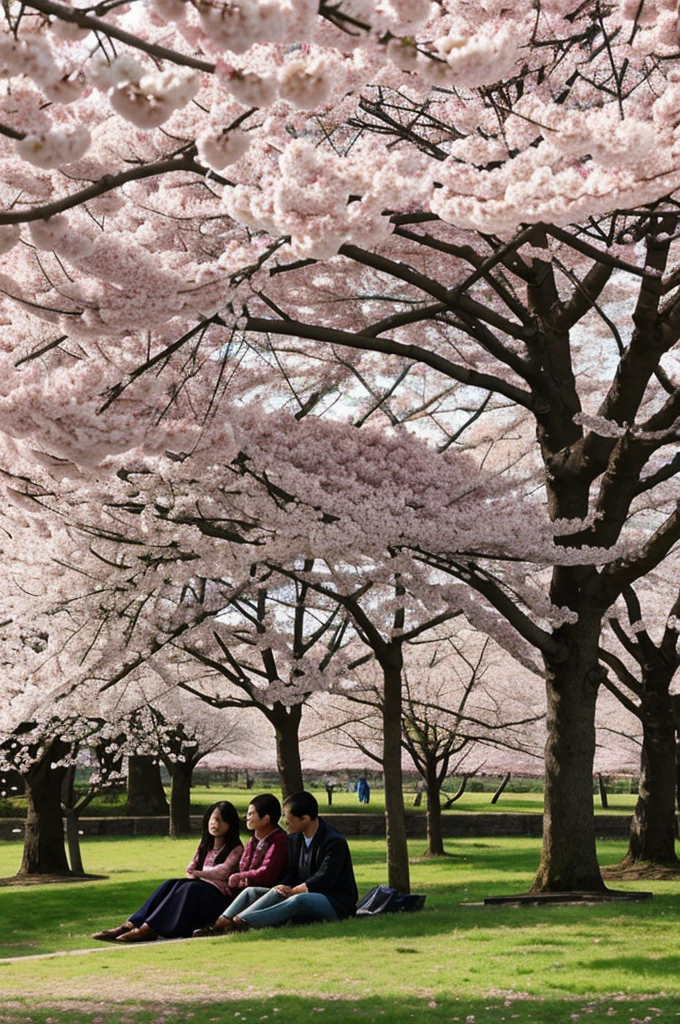 As they sat beneath a blooming cherry blossom tree