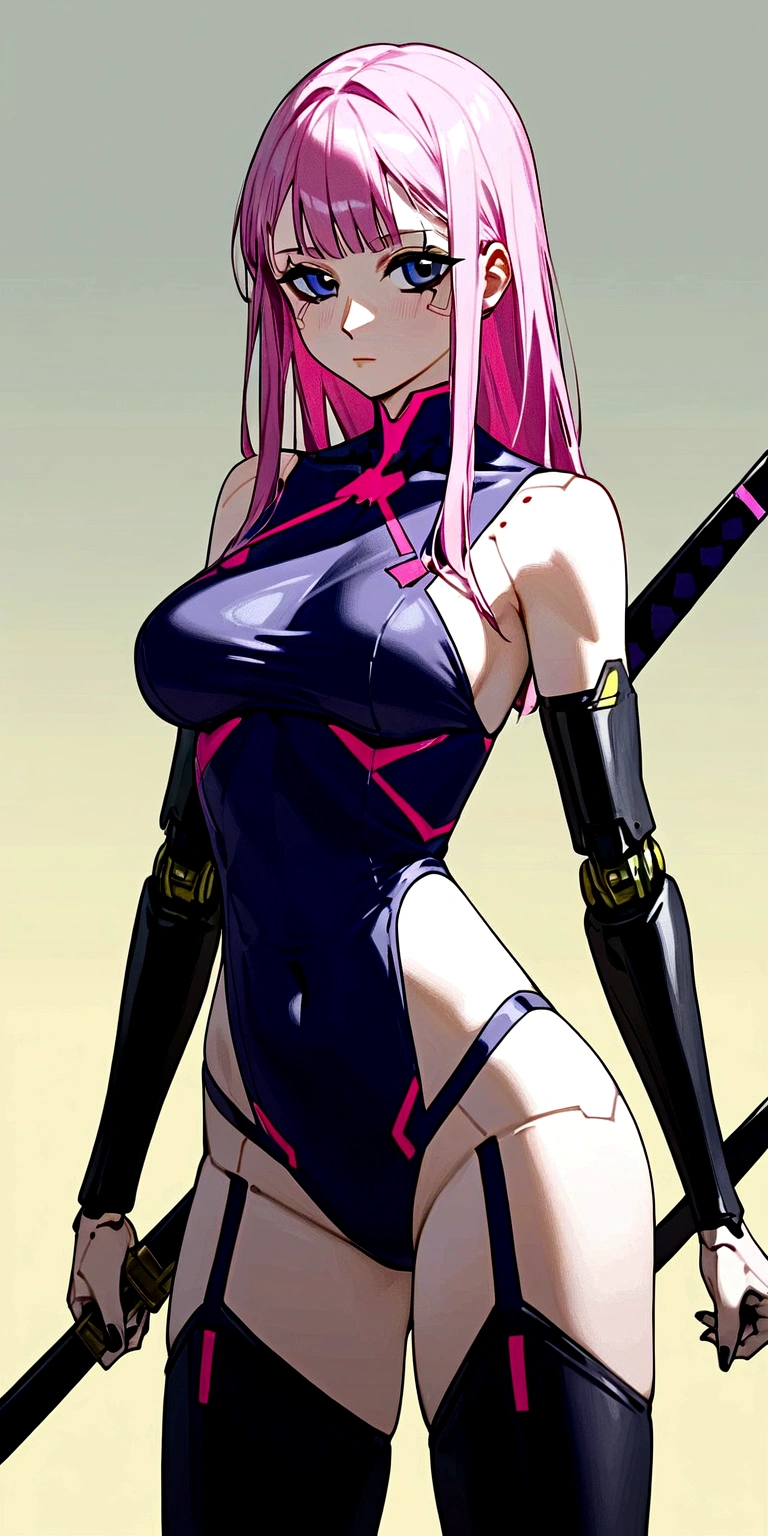 anime girl in black and pink outfit posing with a sword, best background'écran anime 4K konachan, oppaï cyberpunk, Ilya Kuvshinov. 4K, fille androïde parfaite, seductive anime girl, cyberpunk anime girl, Detailed digital animated art, badass anime 8k, android heroine, female cyberpunk anime girl, animated cyberpunk art, cute cyborg girl
