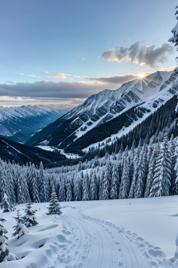 Snowfall in the mountains