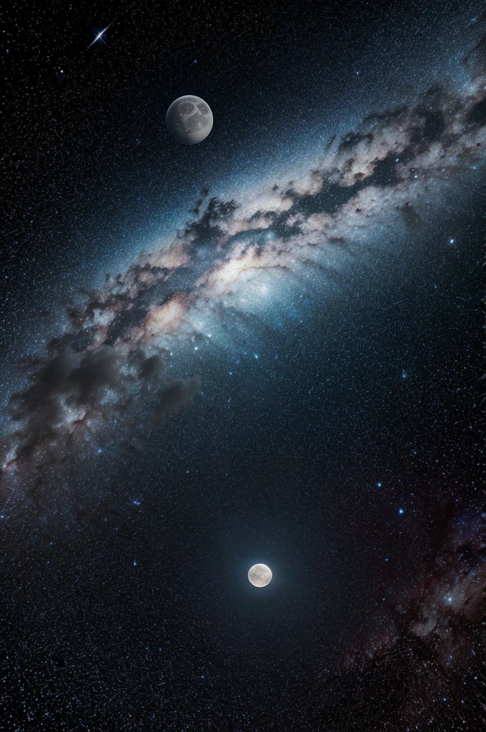 Moon with stars and galaxy 