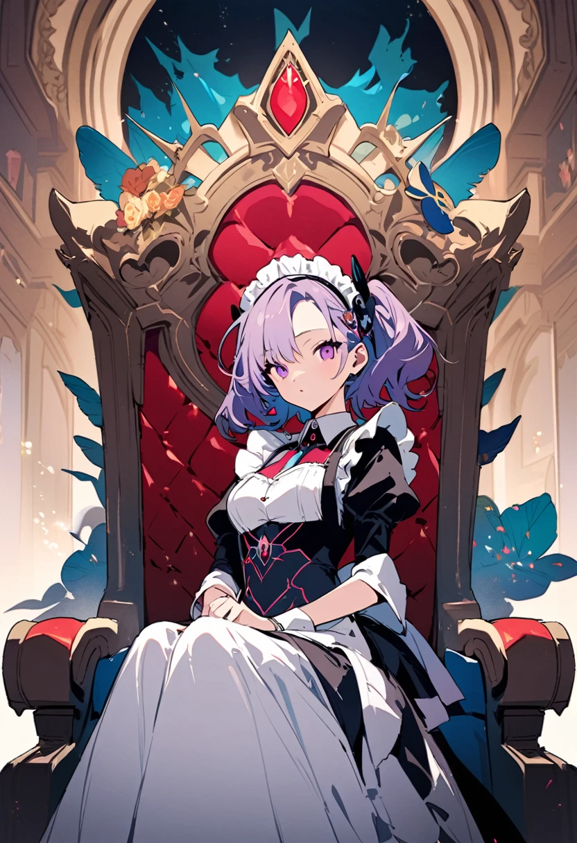 masterpiece, Highest quality, Illustration of the novel, High resolution, 18+ Adult content, Sensual, Intimate, Emotional, Passionate, romantic, sweet, Adorable, Innocent, Pure, Charmな, Charmな, Charm, mysterious, Charmな, Charmな, Immersive, Charmな, dream-like, Surreal, Imaginative, Whimsical, Artistic, Avant-garde, timeless, elegant, Sophisticated, chic, Sophisticated, personality, original, Charmな,((Maid clothes:1.3)),((Throne of Power,Throne of Power:1.3))((Upper Body:1.3))