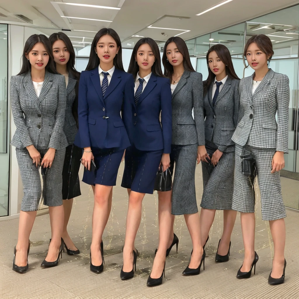(group picture, multiple_girls, cute Japanese girls with perfect body, 6+girls), looking_at_viewer, (office ladies), (high heels, full body, beautiful legs:1.3) big breasts, business suit, (smile), (office), highly detailed face, (masterpiece, high quality:1.2), standing,peeing self, wetting her clothes, can't hold her pee face, wetting herself desperate, pee desperation pose, her body can't hold her pee and wets herself ultra desperate in the middle of the cicty in absolute desperaton wetting herself, pee runing down her legs, standing up, hyper pee desperate face, big pee pudle