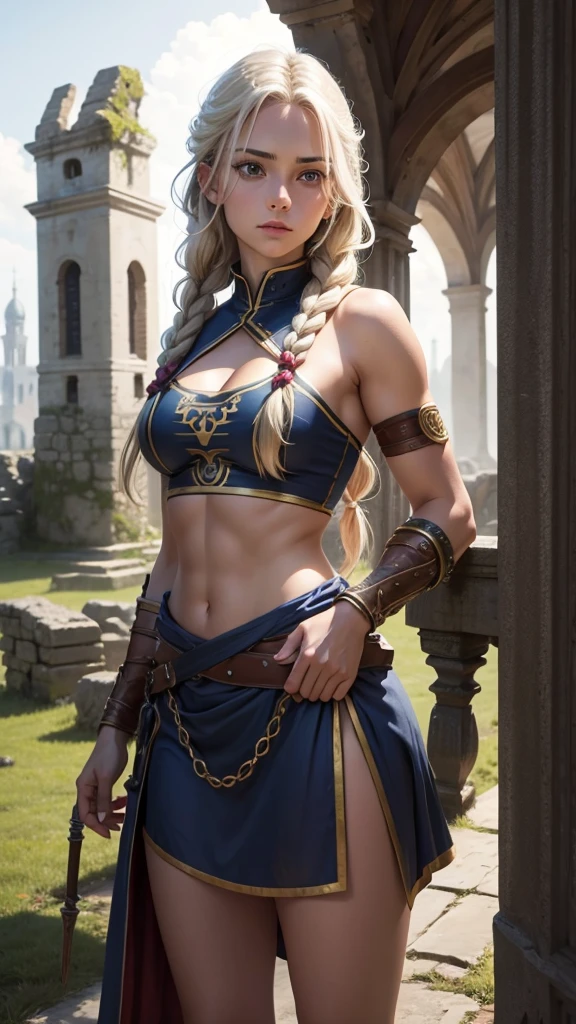 8k、Short blonde bobヘアのエルフ、Super Beauty(Realistic)、Alafeid woman dressed in purple and black、Ultra-detailed fantasy characters、3D Rendering Character Art、blue eyes、Detail Fantasy、Stunning Armor、Amazing character art、Gorgeous Female Paladin、Ultra-high resolution、Ultra-Realistic Skin、Beautiful expression、Sexy Appearance、Fascinating、Beautiful small breasts、Rich colors、Backlight、Cinema Lighting、Film Grain、50mm lens、Nikon D850、Fantasy art、In the dark dungeon、make、Elf Ears、Very muscular and slim build、Very strong and toned abdominal muscles腹筋(Six Pack)、Silver hair ornament(one point)、Purple and black combat pants、湾曲した銀2Hold two swords in each hand、Preparing for battle、Short blonde bob,Strengthen all body muscles,Very strong and toned abdominal muscles(Six Pack),２Hold two swords in each hand,With silver and purple ribbon,Amazing muscles,Bodybuilder,Dynamic fighting pose,Black and purple combat trousers,