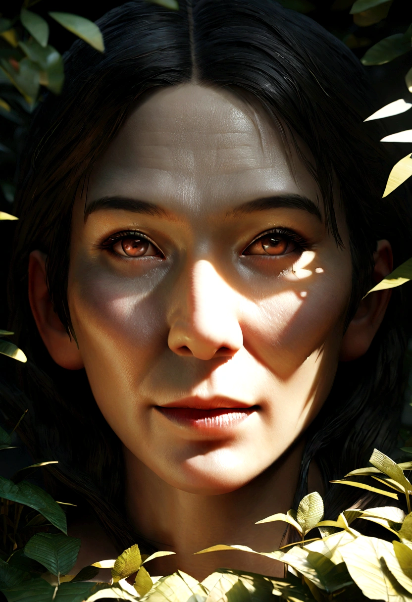 Giant, 楽山大仏のRealistic描写, Seamlessly blending with nature, Surrealism, Super detailed, Realistic:1.37, 3D Rendering, Cinema Lighting, Divine Light, 超High resolution, masterpiece:1.2, Textured skin, Highest quality, High resolution