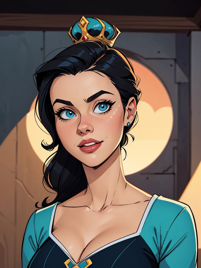Personagem mulher estilo atompunk Fiona rainha Anna de Arendelle com marcas de guerras Imagem de desenho animado de uma mulher .Ilustra??o estilo desenho animado, estilo de arte dos desenhos animados, estilo de arte dos desenhos animados, digital illustration style, estilo atompunk design de personagens altamente detalhado, arte digital detalhada coragem, Forest fan art, Design de personagens de retrato, beautiful digital illustration, retrato de alta qualidade, Arte em quadrinhos, mulher jovem cabelo com transas lindas . Queen Anna of ArendelleBeautiful lined eyes Medium large bust and wonderful sexy clothes. image expression of sexual desire from waist to head illustration Queen Anne of Arendelle atompunk style Fallout 4 style pose playboy magazine sensual witch Character cartoon style facial expression happy beautiful smile and six medium small portrait mode waist up with lots of gold around her other stones portrait precious mode waist up queen of the south Jennifer Connelly GTA scenery dominatrix gold coins chest with jewelry with her boyfriend, um homem com barba preta, armado com um estilo militar,