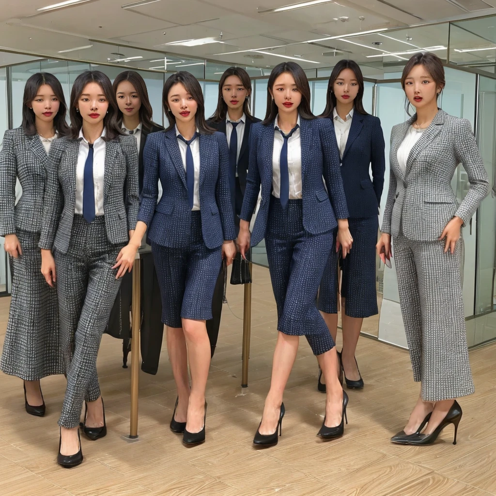 (group picture, multiple_girls, cute Japanese girls with perfect body, 6+girls), looking_at_viewer, (office ladies), (high heels, full body, beautiful legs:1.3) big breasts, business suit, (smile), (office), highly detailed face, (masterpiece, high quality:1.2), standing,peeing self, wetting her clothes, can't hold her pee face, wetting herself desperate, pee desperation pose, her body can't hold her pee and wets herself ultra desperate in the middle of the cicty in absolute desperaton wetting herself, pee runing down her legs, standing up, hyper pee desperate face, big pee pudle
