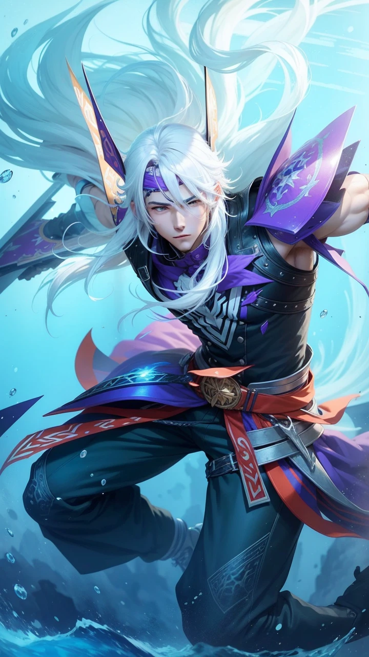 1boy, anime, white Hair, handsome, simle, cool