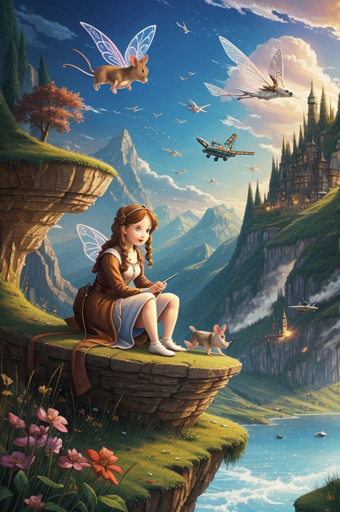 Create an illustration for the fairy tale about the pilot mouse