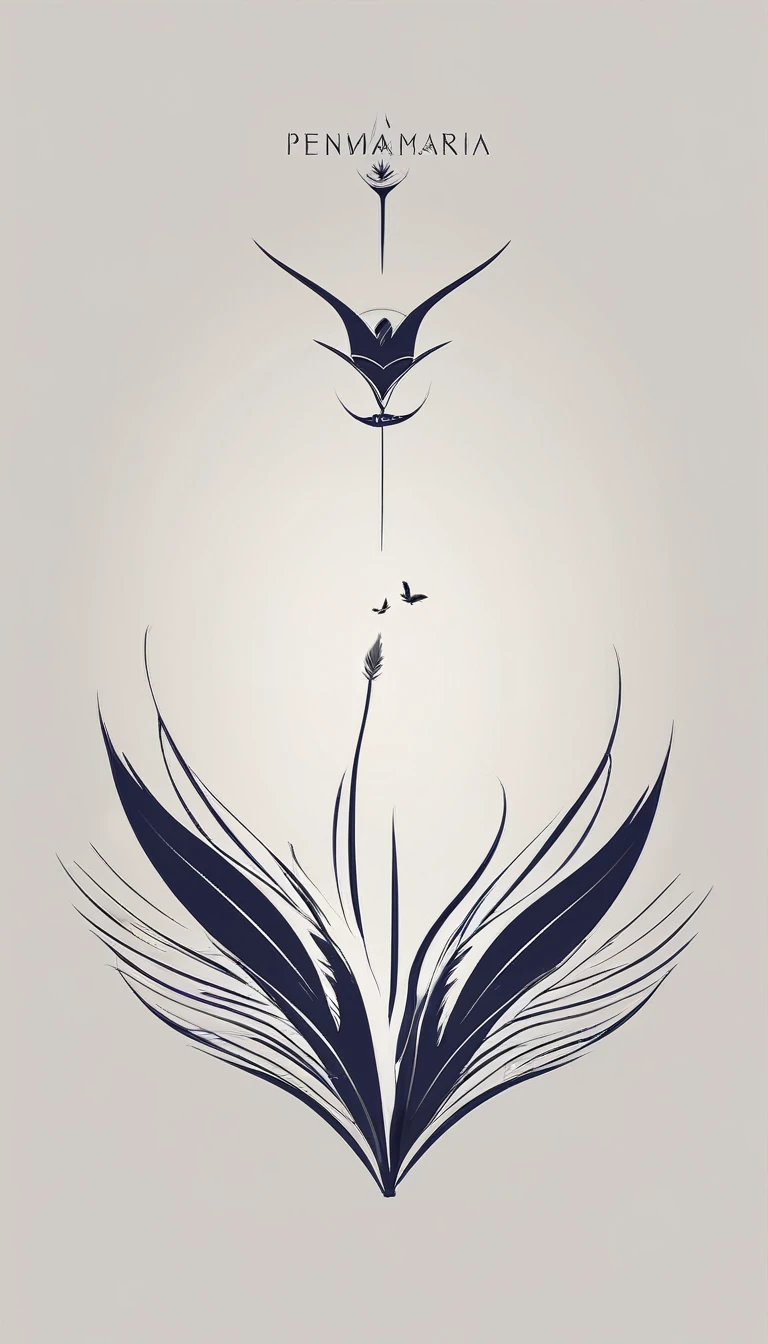 Create a minimal, modern, simple, inspirational, memorable, dream like logo design of a boy and a feather for the brand “Penamemoria".