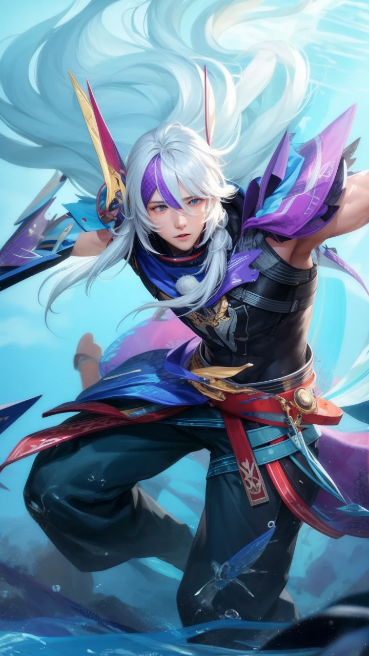 realistic, 1boy, white hair,cold
