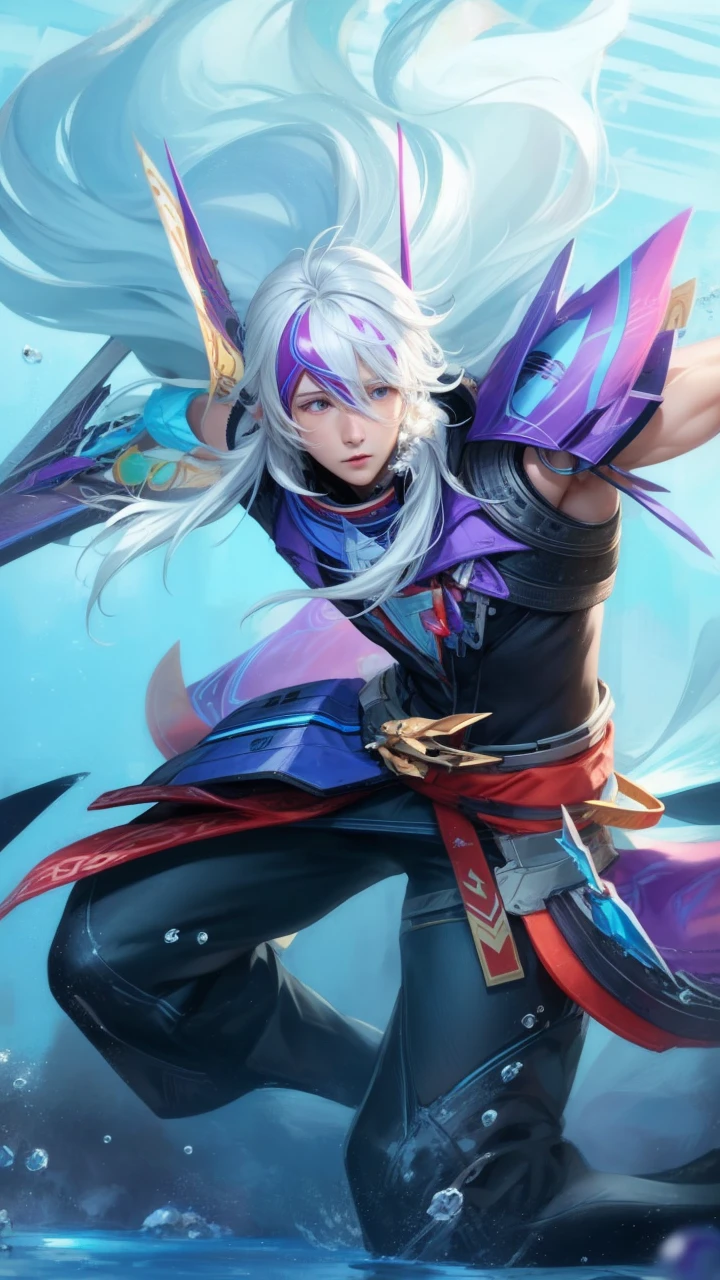 realistic, 1boy, white hair,cold