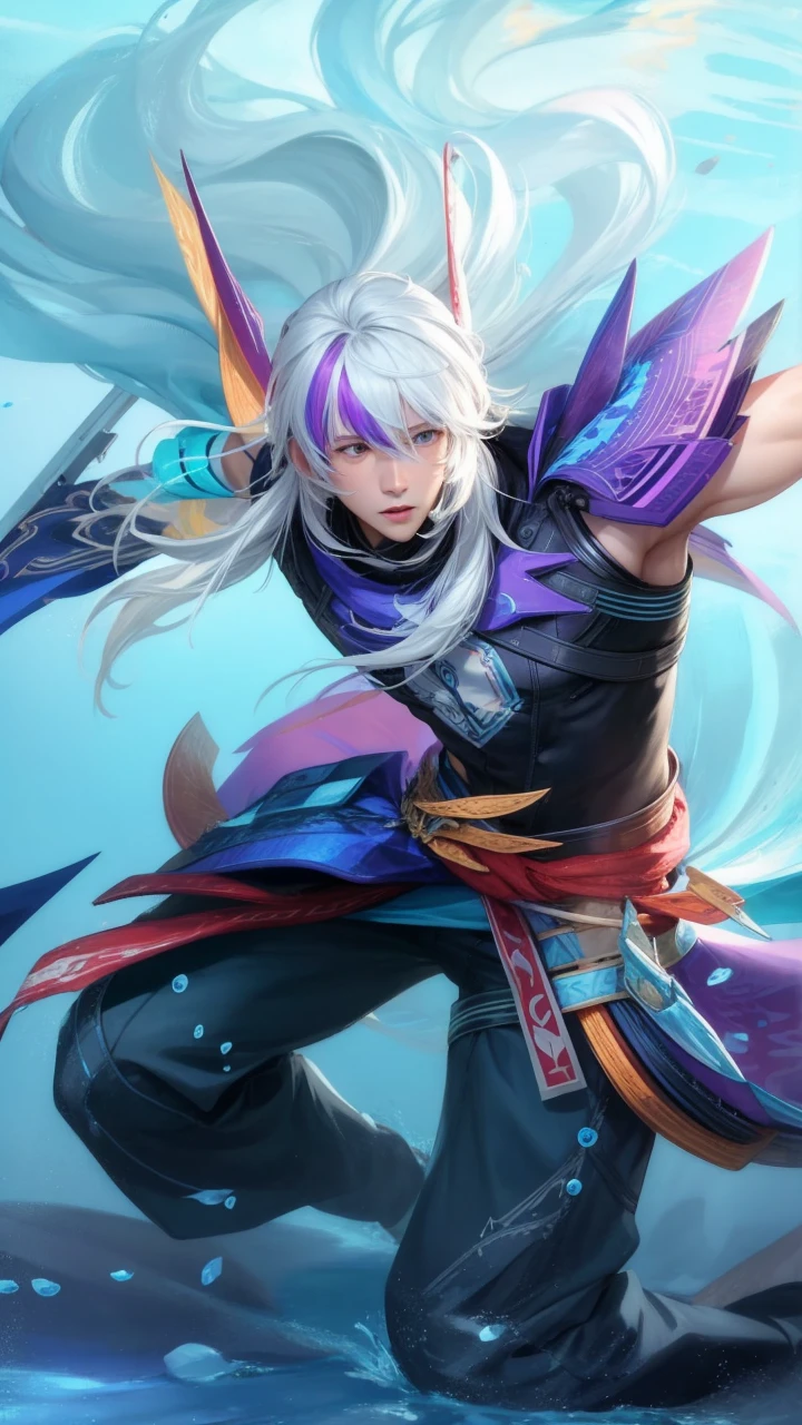realistic, 1boy, white hair,cold
