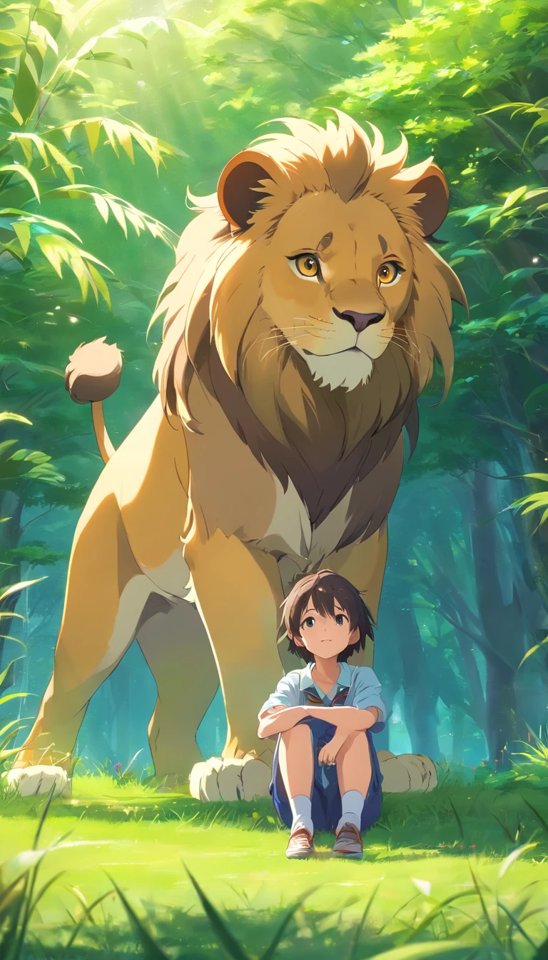 Cute little lion,Fluffy,vivid expressions,Playing on the green grass,Biting your own tail,vivid expressions,natural soft light,Soft Focus Filter,ultraclear,Hyper-detailing,8K,a picture,3d rendered
