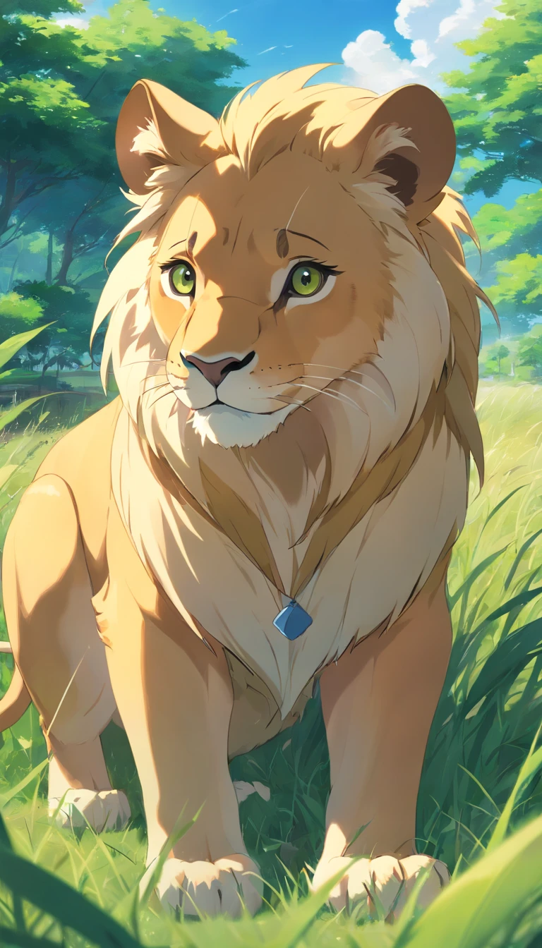 Cute little lion,Fluffy,vivid expressions,Playing on the green grass,Biting your own tail,vivid expressions,natural soft light,Soft Focus Filter,ultraclear,Hyper-detailing,8K,a picture,3d rendered