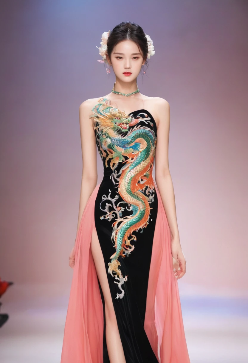 embroidered clothing,dragon embroidery,Chinese clothing design,Catwalk,