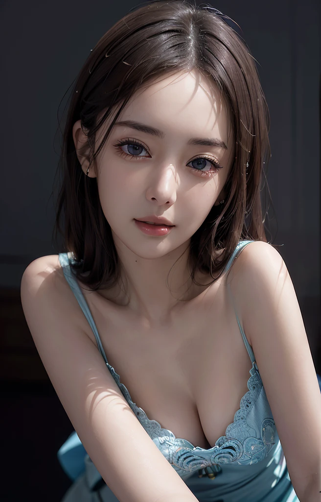 (ultra realistic) , (illustration), (increase resolution), (8K), (extremely detailed), (best illustration), (beautiful detailed eyes), (best quality), (ultra-detailed), (masterpiece), (wallpaper), (detailed face), solo,1 girl, looking at viewers, delicate details, detailed faces, in the dark, deep shadow, low key,pureerosfaceace_v1, smile,