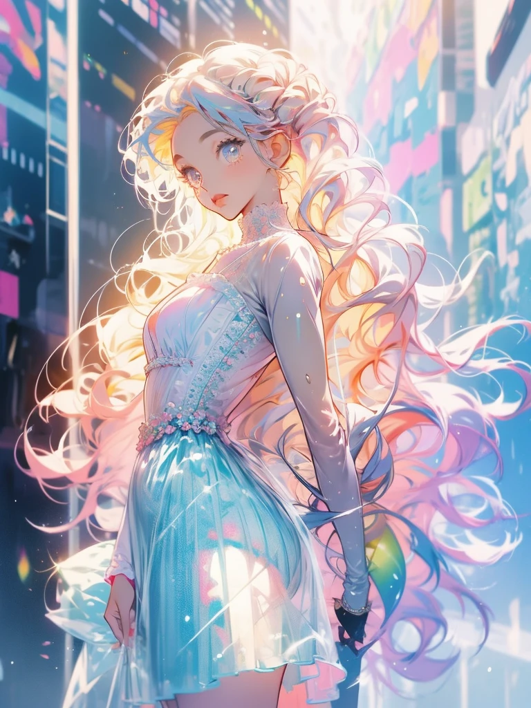 delicate Big eyes I have long hair Cute girl Pastel color clothes