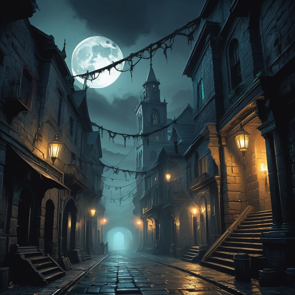 In the heart of the ancient city of Eldrath, where cobblestone streets twist like serpents and moonlight struggles to pierce the heavy fog, an air of unease hangs thick. By day, the city is a bustling hub of commerce and power, but by night, it transforms into a realm of shadows and secrets.
As the midnight bell tolls, a series of gruesome murders rocks the city, each more mysterious and brutal than the last. Whispers of a dark cult performing forbidden rituals spread like wildfire, and the once-safe streets are now prowled by sinister figures and nightmarish creatures.
Amidst this chaos, a determined investigator or a band of unlikely heroes must delve into the underbelly of Eldrath, navigating perilous alleyways, hidden passages, and cursed ruins. They must uncover the truth behind the murders and the dark forces at play, all while confronting their own fears and hidden pasts.
In a city where the night is alive with danger and intrigue, will they uncover the truth before the darkness consumes them all?"
