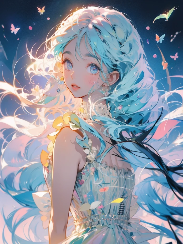 delicate Big eyes I have long hair Cute girl Pastel color clothes