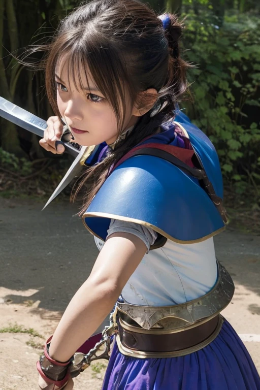 Dragon Quest、Female braves、Wearing broken and tattered blue armor、Injured、Not free、Remaining HP: 1、Shield is destroyed、Coming under attack、触手Coming under attack、Slashed with a sword、Hands tied、Being restrained、Anguished expression、I can'I can't protect my friends、I'will be defeated、Can't avoid attacks、鞭Coming under attack、Crucified、Executed