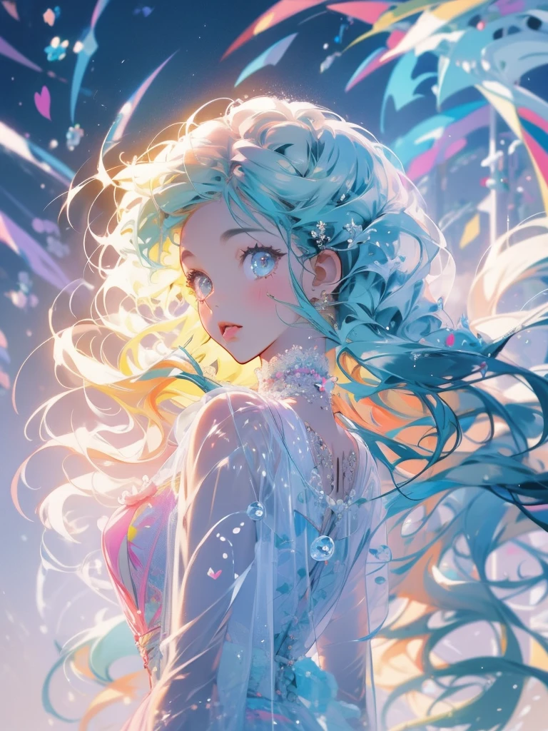 delicate Big eyes I have long hair Cute girl Pastel color clothes