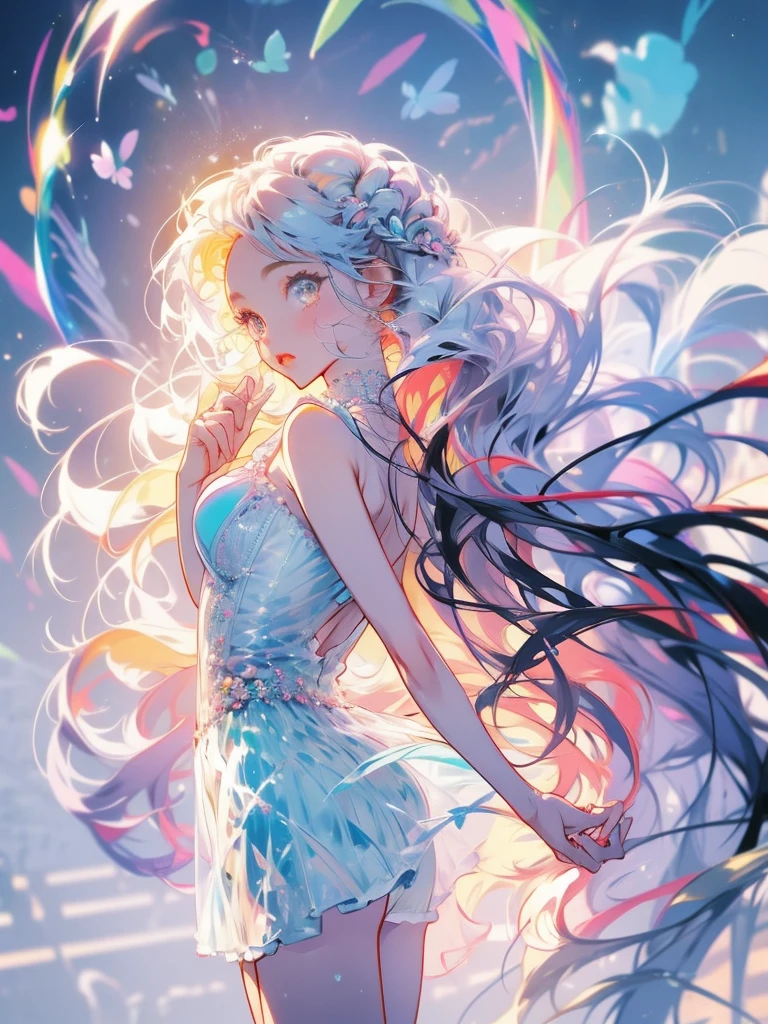 delicate Big eyes I have long hair Cute girl Pastel color clothes