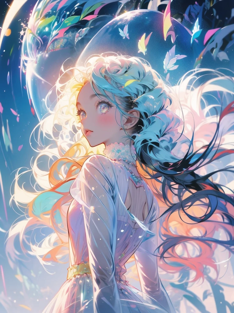 delicate Big eyes I have long hair Cute girl Pastel color clothes