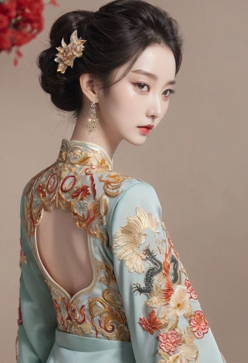 embroidered clothing,dragon embroidery,Chinese clothing design,Catwalk,