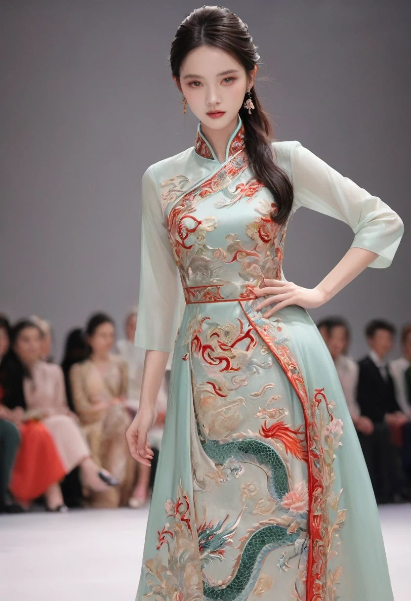 embroidered clothing,dragon embroidery,Chinese clothing design,Catwalk,