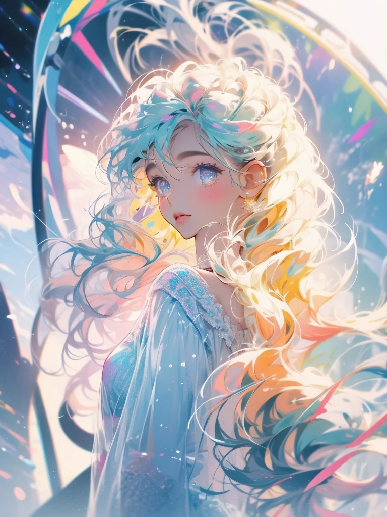 delicate Big eyes I have long hair Cute girl Pastel color clothes