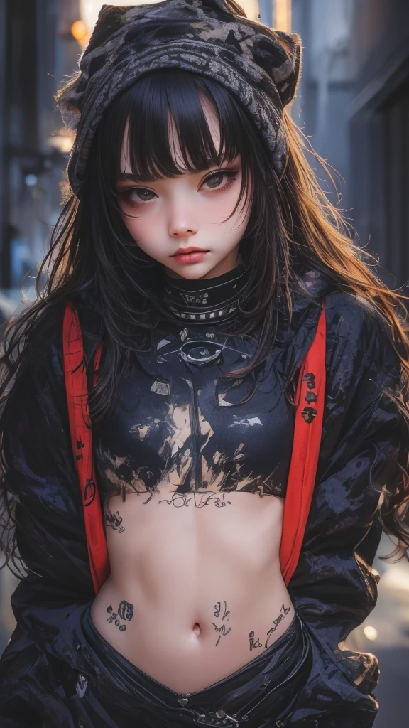 hightquality、masterpiece、ultra res、a beauty girl、beautiful girls face、cute girl face、、cyberpunked、Wear cyperpunk clothes、full body Esbian、Famous actresses of Japan、Very beautiful face、A sexy