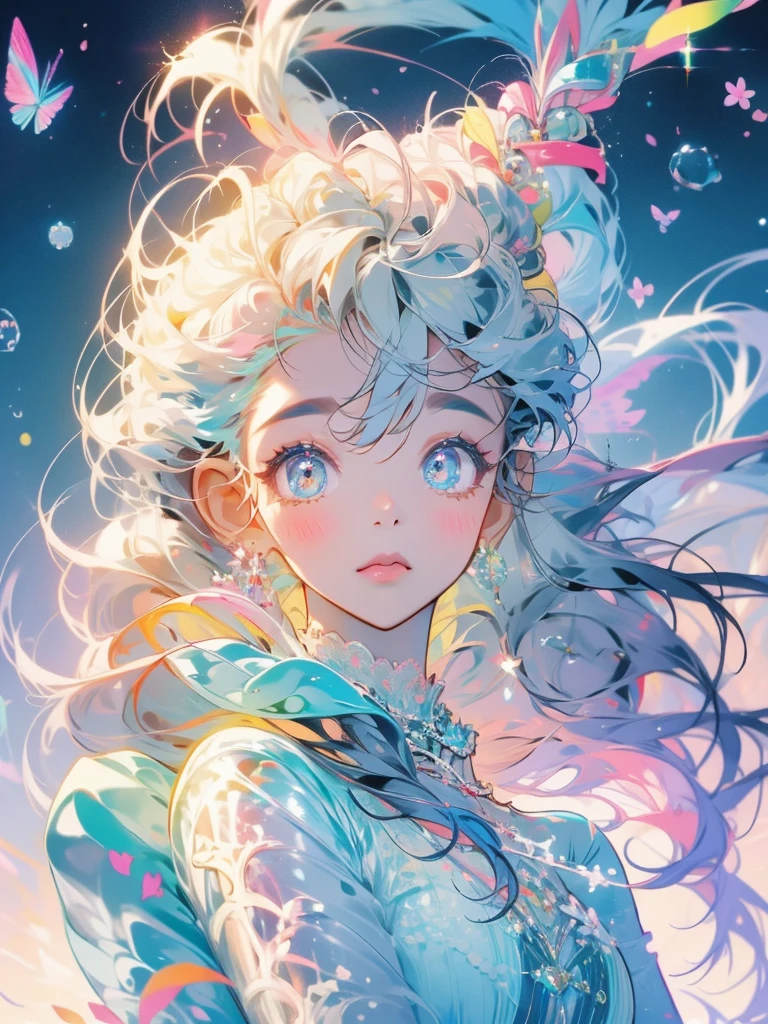 delicate Big eyes I have long hair Cute girl Pastel color clothes