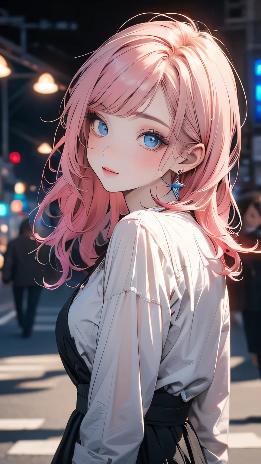 High resolution, masterpiece,Shikimori Michon, Pink Hair, alone, One girl,outside,Detailed Background, Fine grain, ((blue eyes))