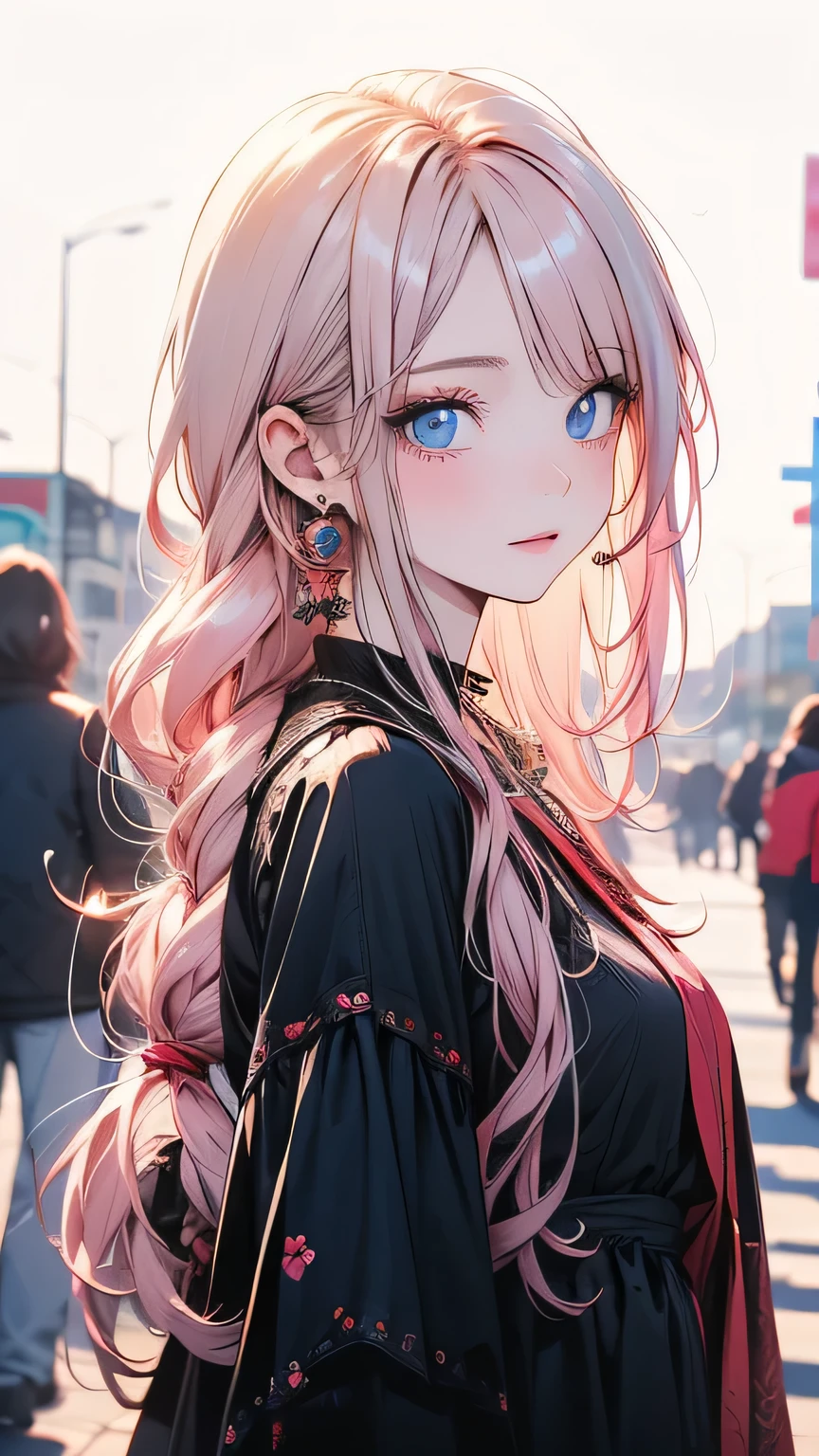 High resolution, masterpiece,Shikimori Michon, Pink Hair, alone, One girl,outside,Detailed Background, Fine grain, ((blue eyes))