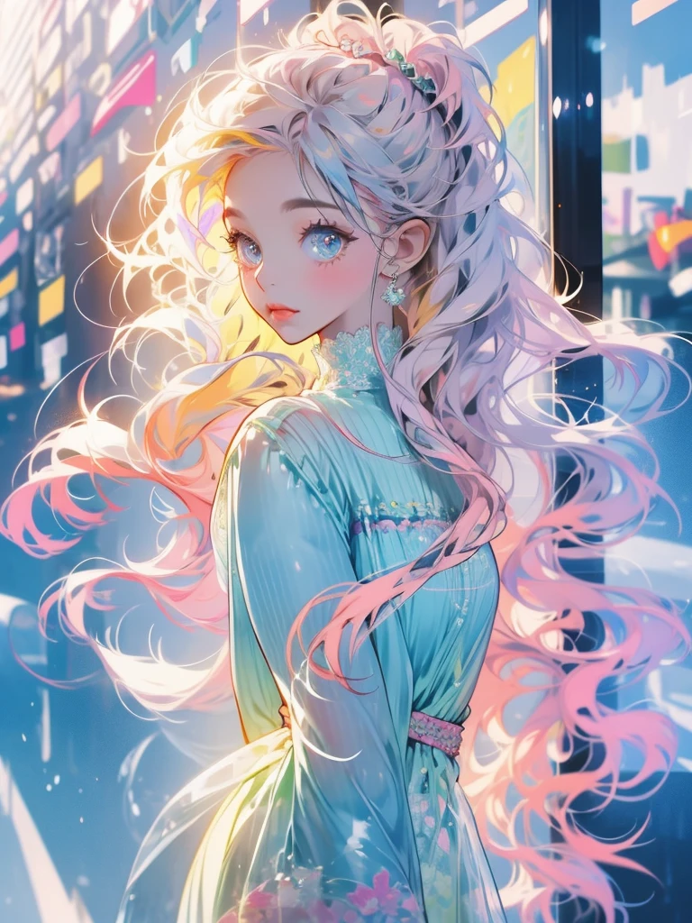 delicate Big eyes I have long hair Cute girl Pastel color clothes